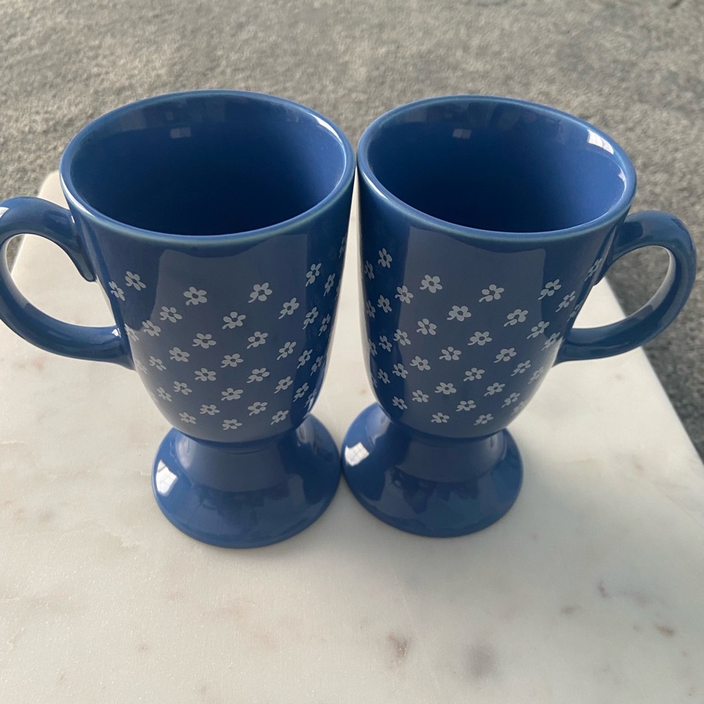Blue Floral Ceramic Mugs